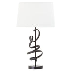 REGINA STUDIO Matte Black Squiggle Table Lamp with White Linen Shade