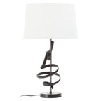 REGINA STUDIO Matte Black Squiggle Table Lamp with White Linen Shade