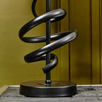 REGINA STUDIO Matte Black Squiggle Table Lamp with White Linen Shade