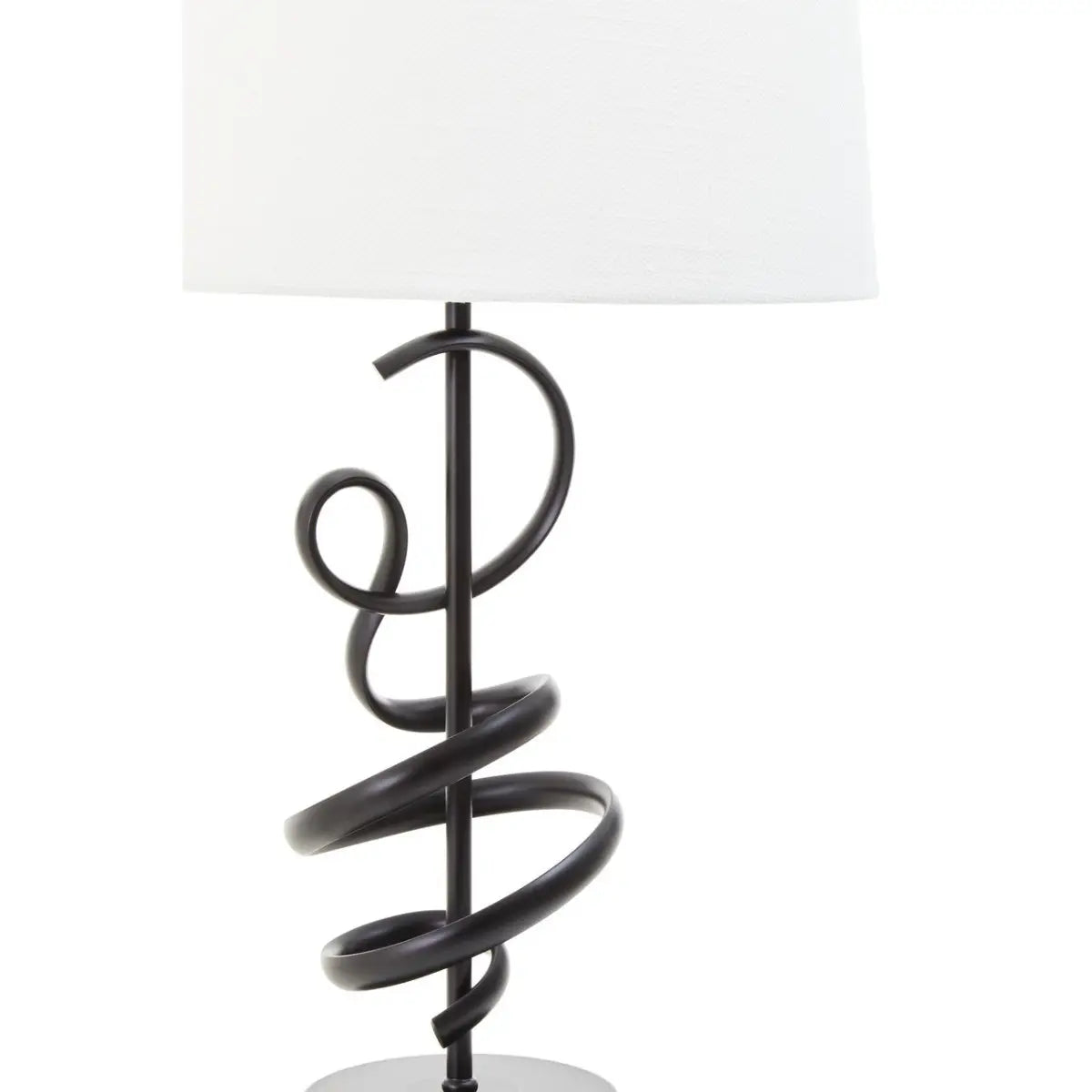 REGINA STUDIO Matte Black Squiggle Table Lamp with White Linen Shade
