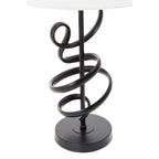 REGINA STUDIO Matte Black Squiggle Table Lamp with White Linen Shade