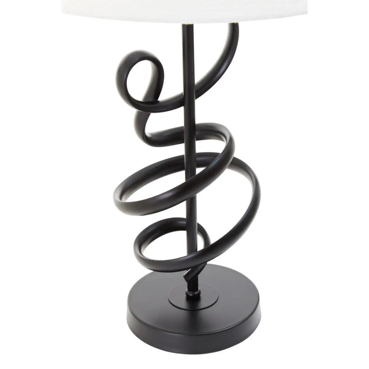 REGINA STUDIO Matte Black Squiggle Table Lamp with White Linen Shade