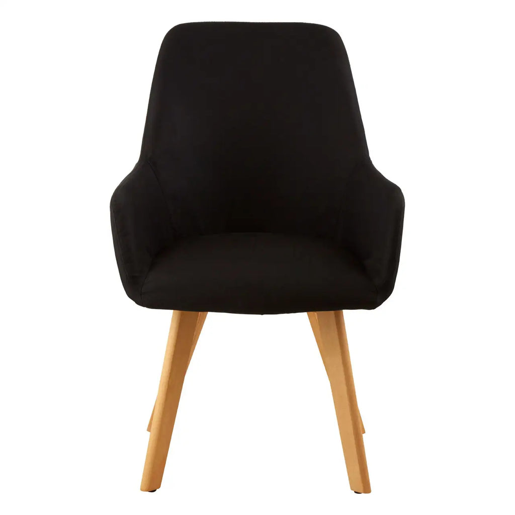 REGINA STUDIO Oslo Upholstered Dining and Leisure Chair with Beechwood Legs, Black, Scandi Design, 93 x 60 x 59 cm