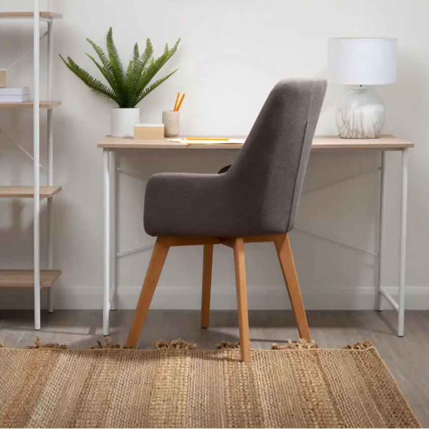 REGINA STUDIO Oslo Upholstered Dining and Leisure Chair with Beechwood Legs, Grey Linen, Scandi Design, 93 x 60 x 59 cm