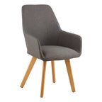 REGINA STUDIO Oslo Upholstered Dining and Leisure Chair with Beechwood Legs, Grey Linen, Scandi Design, 93 x 60 x 59 cm