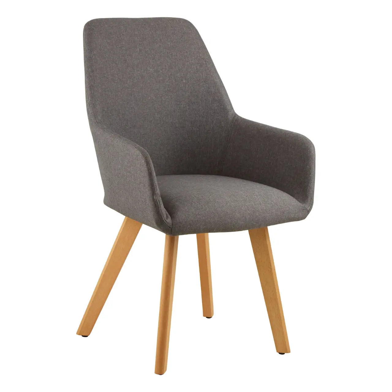 REGINA STUDIO Oslo Upholstered Dining and Leisure Chair with Beechwood Legs, Grey Linen, Scandi Design, 93 x 60 x 59 cm
