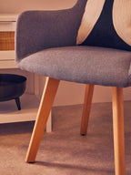 REGINA STUDIO Oslo Upholstered Dining and Leisure Chair with Beechwood Legs, Grey Linen, Scandi Design, 93 x 60 x 59 cm