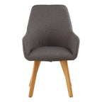 REGINA STUDIO Oslo Upholstered Dining and Leisure Chair with Beechwood Legs, Grey Linen, Scandi Design, 93 x 60 x 59 cm