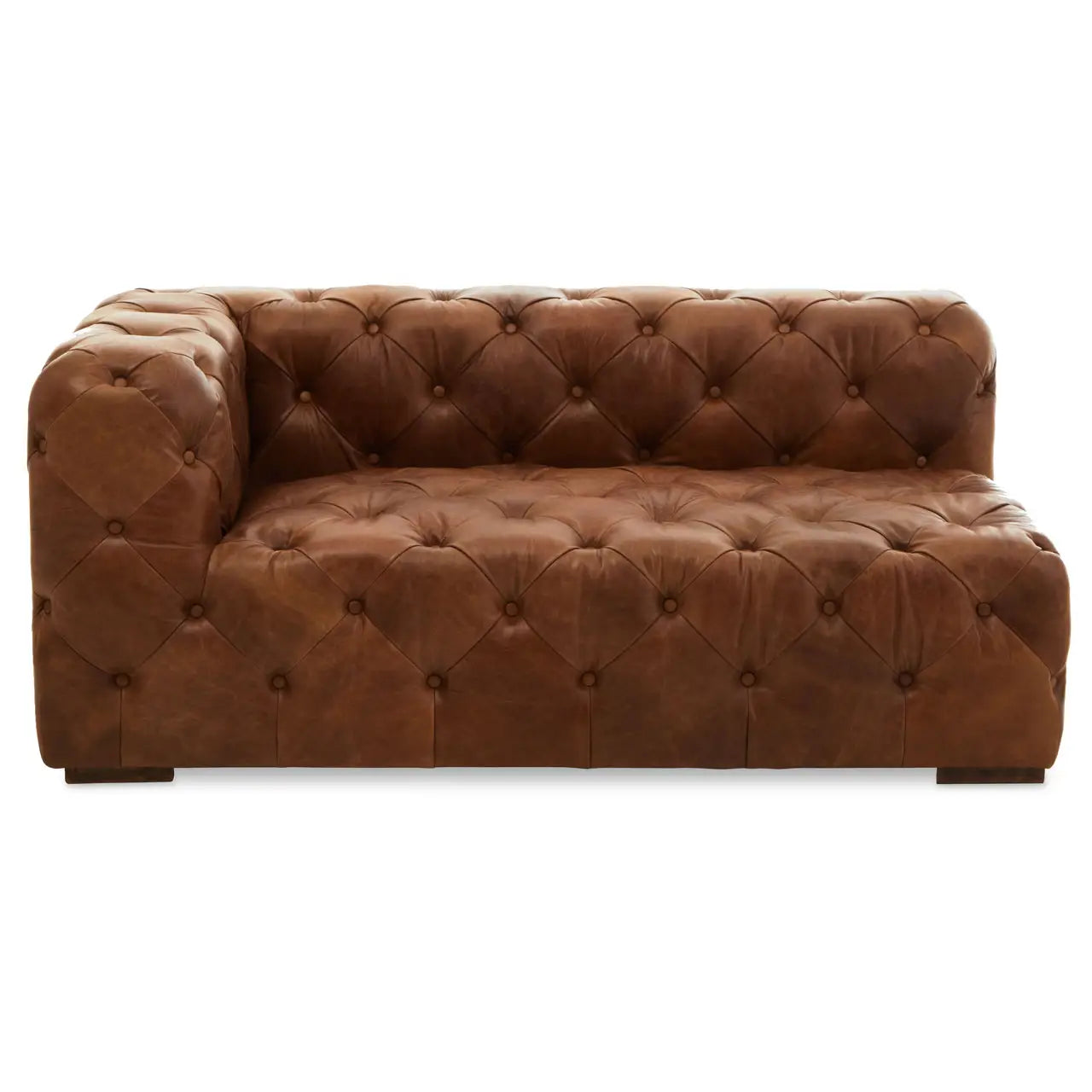 REGINA STUDIO Rancher | Brown Tufted Leather Modular Sofa | Right Arm | 2-Seater
