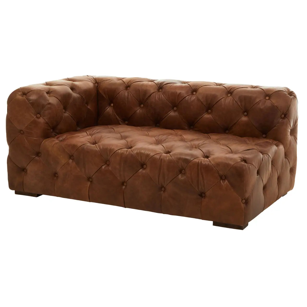REGINA STUDIO Rancher | Brown Tufted Leather Modular Sofa | Right Arm | 2-Seater