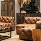 REGINA STUDIO Rancher | Brown Tufted Leather Modular Sofa | Right Arm | 2-Seater