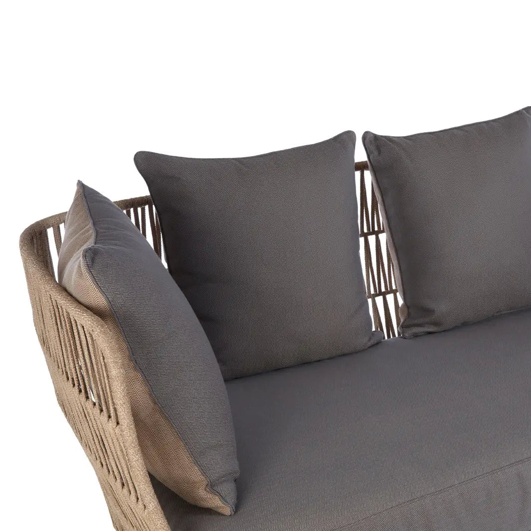 REGINA STUDIO Soleil 2-Seat Cotton Rope Sofa in Eucalyptus Wood With Scatter Cushions, Indoor and Outdoor, 184cm