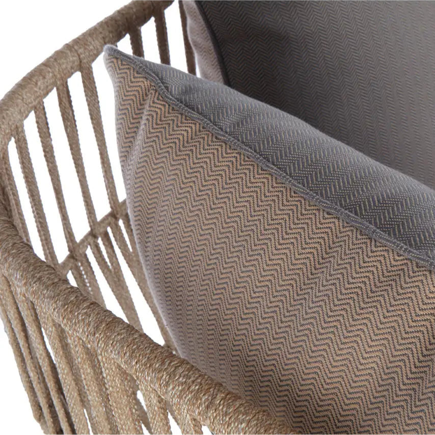REGINA STUDIO Soleil 2-Seat Cotton Rope Sofa in Eucalyptus Wood With Scatter Cushions, Indoor and Outdoor, 184cm