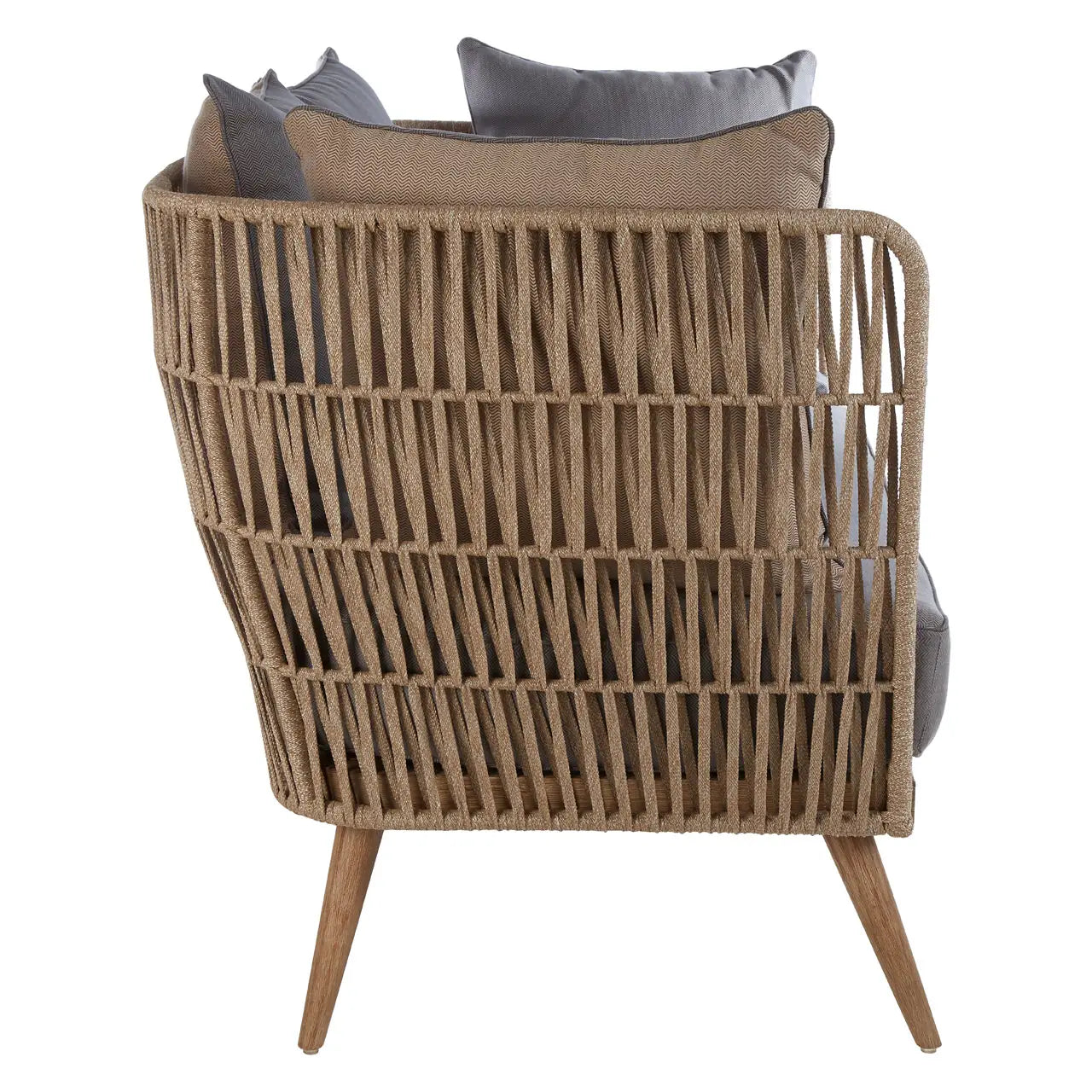 REGINA STUDIO Soleil 2-Seat Cotton Rope Sofa in Eucalyptus Wood With Scatter Cushions, Indoor and Outdoor, 184cm