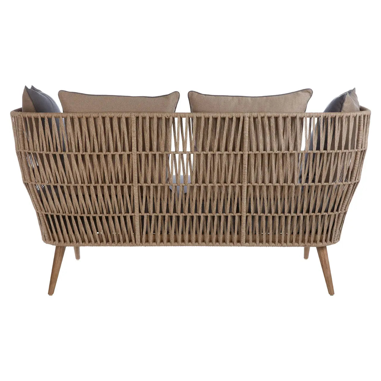 REGINA STUDIO Soleil 2-Seat Cotton Rope Sofa in Eucalyptus Wood With Scatter Cushions, Indoor and Outdoor, 184cm
