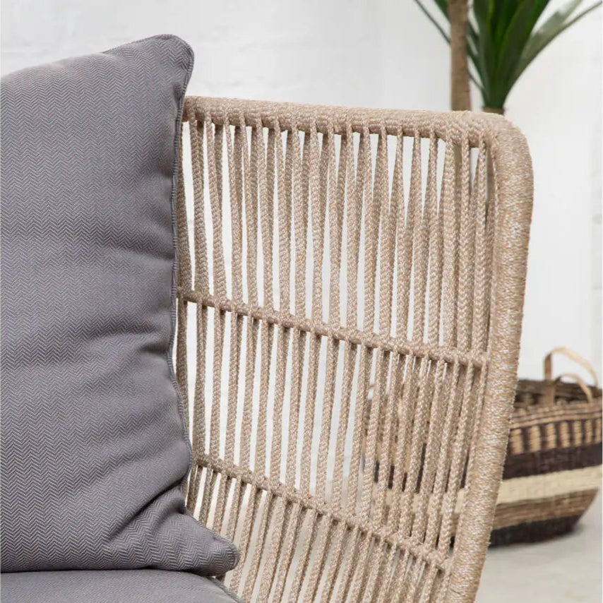 REGINA STUDIO Soleil 2-Seat Cotton Rope Sofa in Eucalyptus Wood With Scatter Cushions, Indoor and Outdoor, 184cm