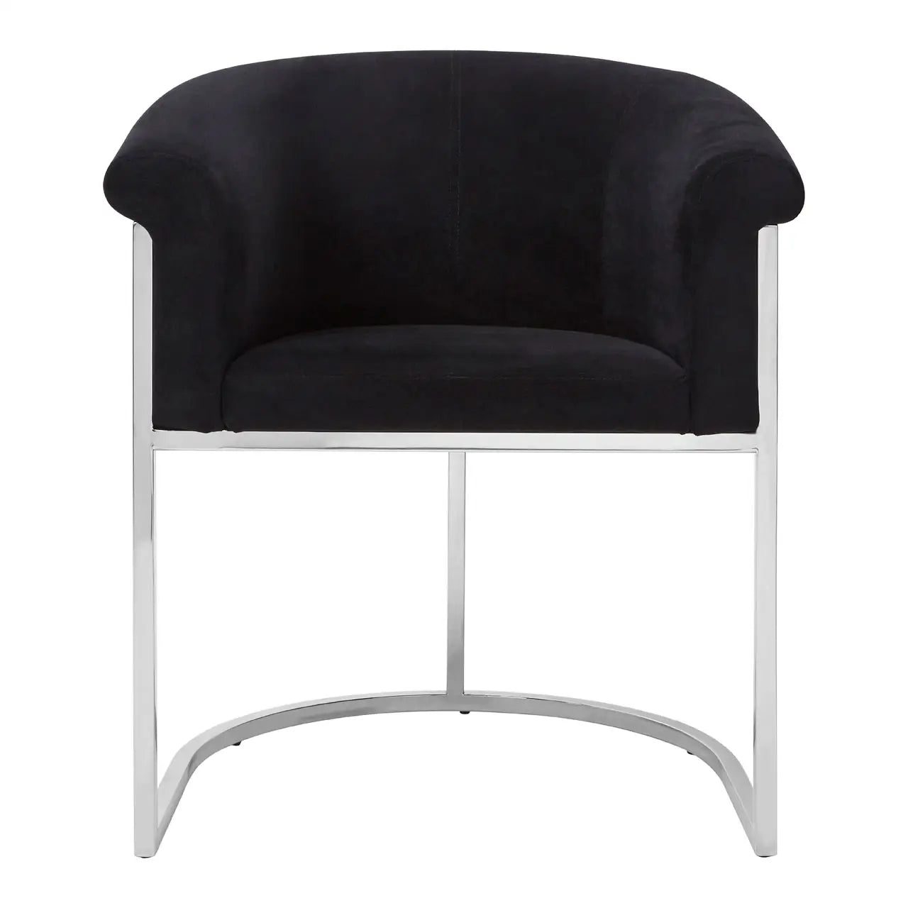 REGINA STUDIO Tulip | Black And Silver Dining Chair | Velvet and Stainless Steel