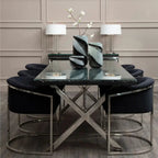 REGINA STUDIO Tulip | Black And Silver Dining Chair | Velvet and Stainless Steel