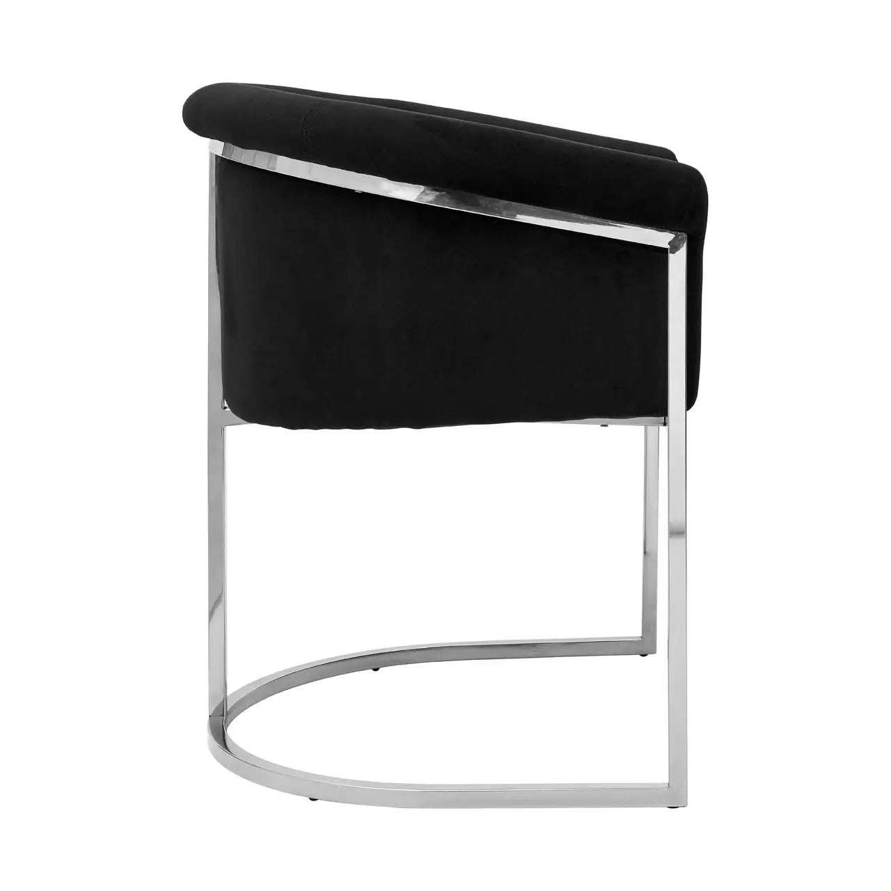 REGINA STUDIO Tulip | Black And Silver Dining Chair | Velvet and Stainless Steel
