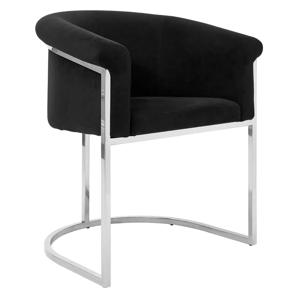REGINA STUDIO Tulip | Black And Silver Dining Chair | Velvet and Stainless Steel