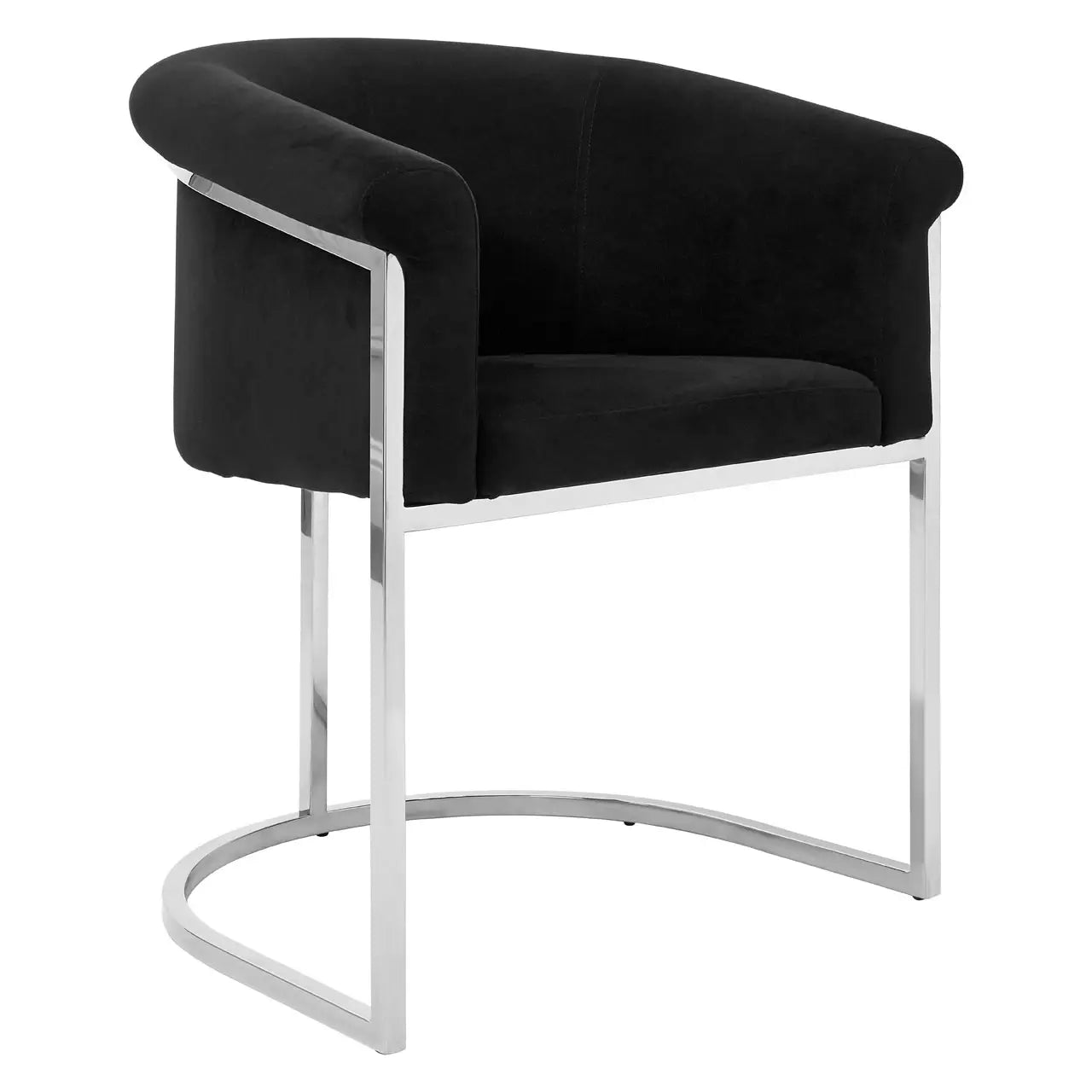 REGINA STUDIO Tulip | Black And Silver Dining Chair | Velvet and Stainless Steel