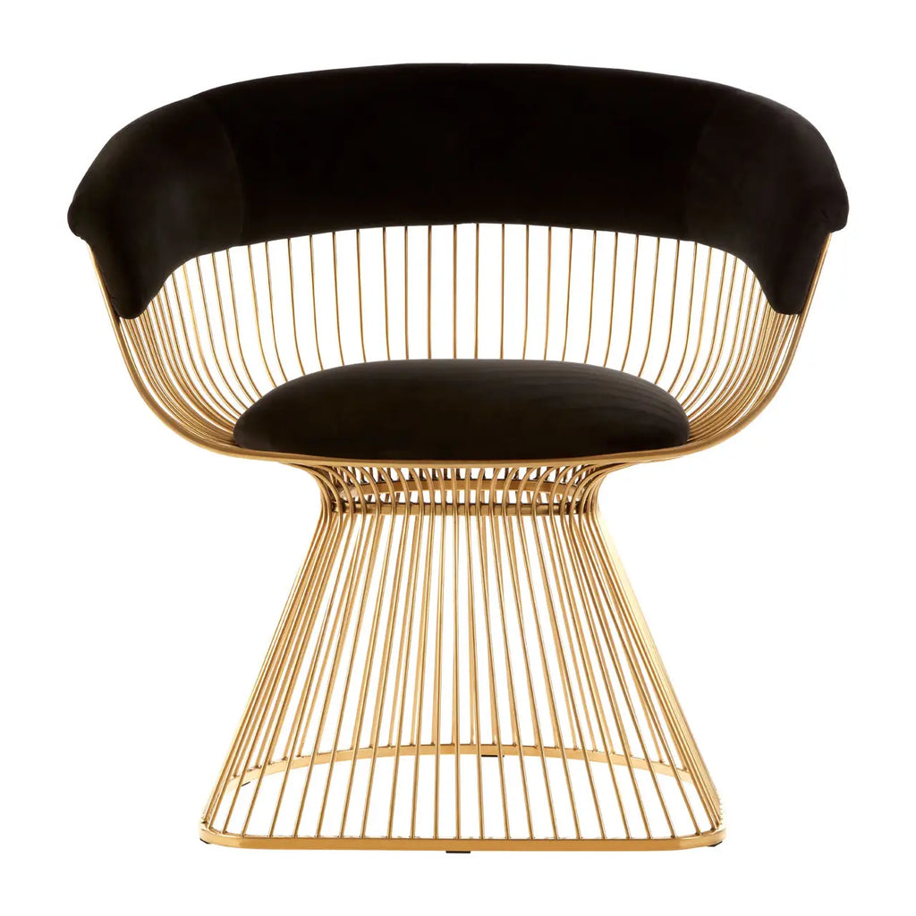 REGINA STUDIO Tulip | Black and Gold Fan Dining Chair | Velvet and Stainless Steel