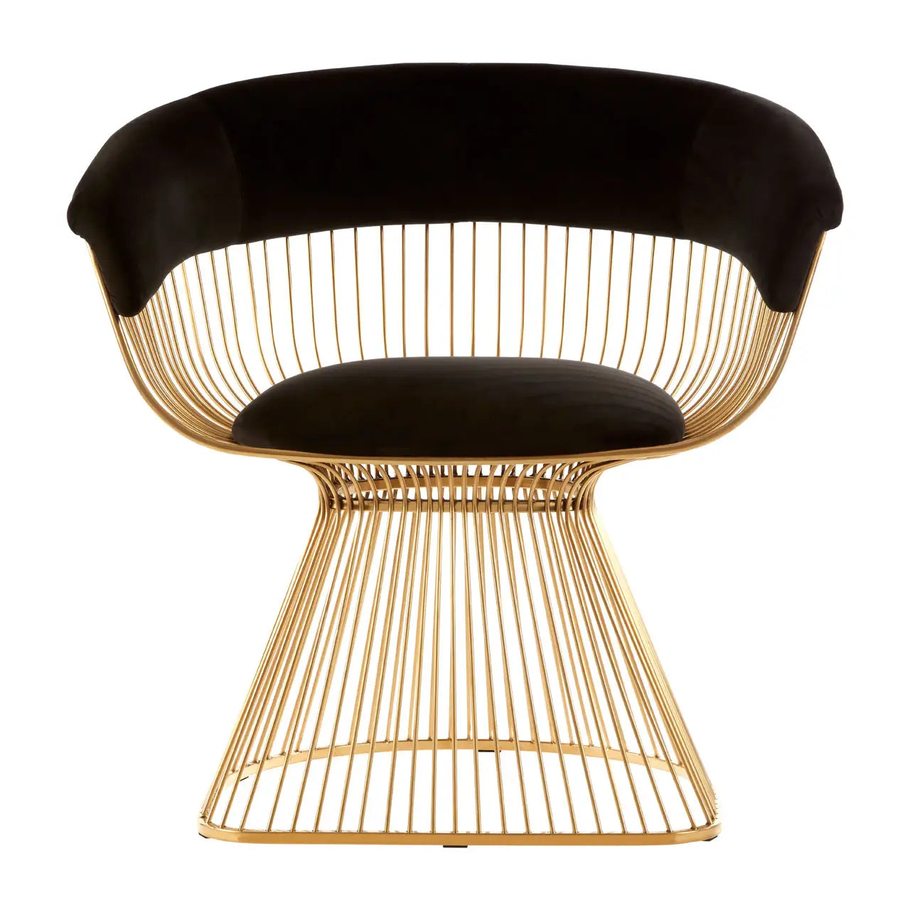 REGINA STUDIO Tulip | Black and Gold Fan Dining Chair | Velvet and Stainless Steel