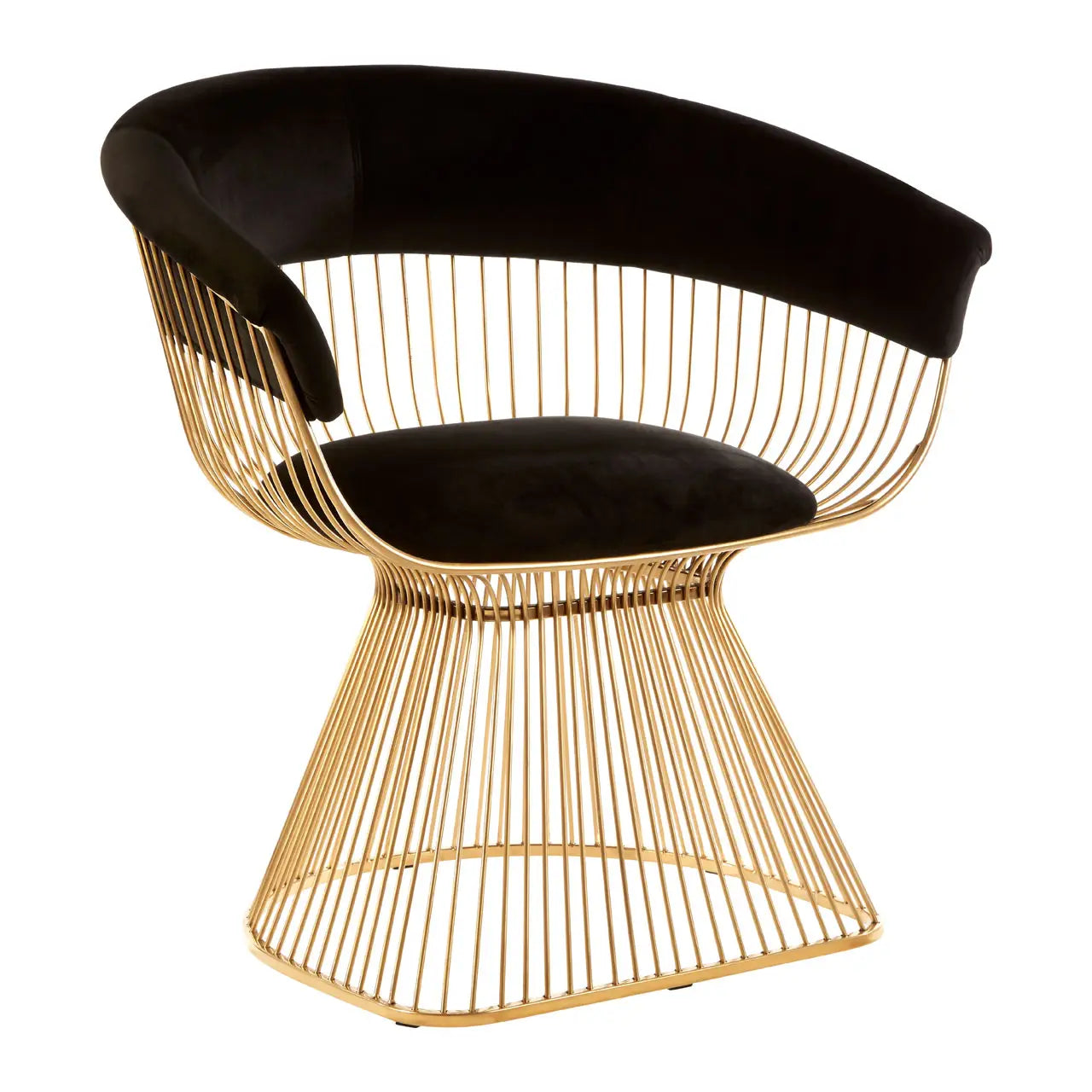 REGINA STUDIO Tulip | Black and Gold Fan Dining Chair | Velvet and Stainless Steel