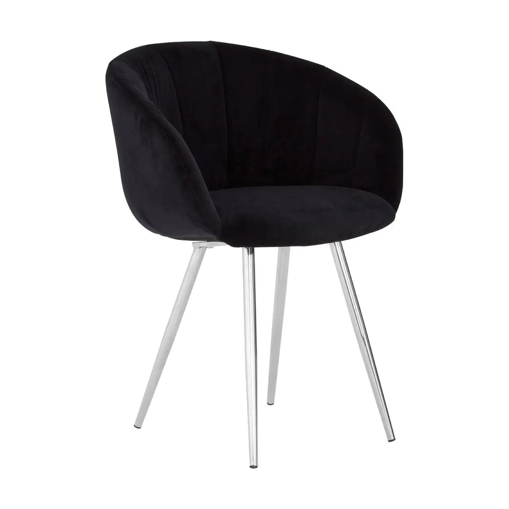 REGINA STUDIO Tulip | Black and Silver Dining Chair | Velvet and Stainless Steel