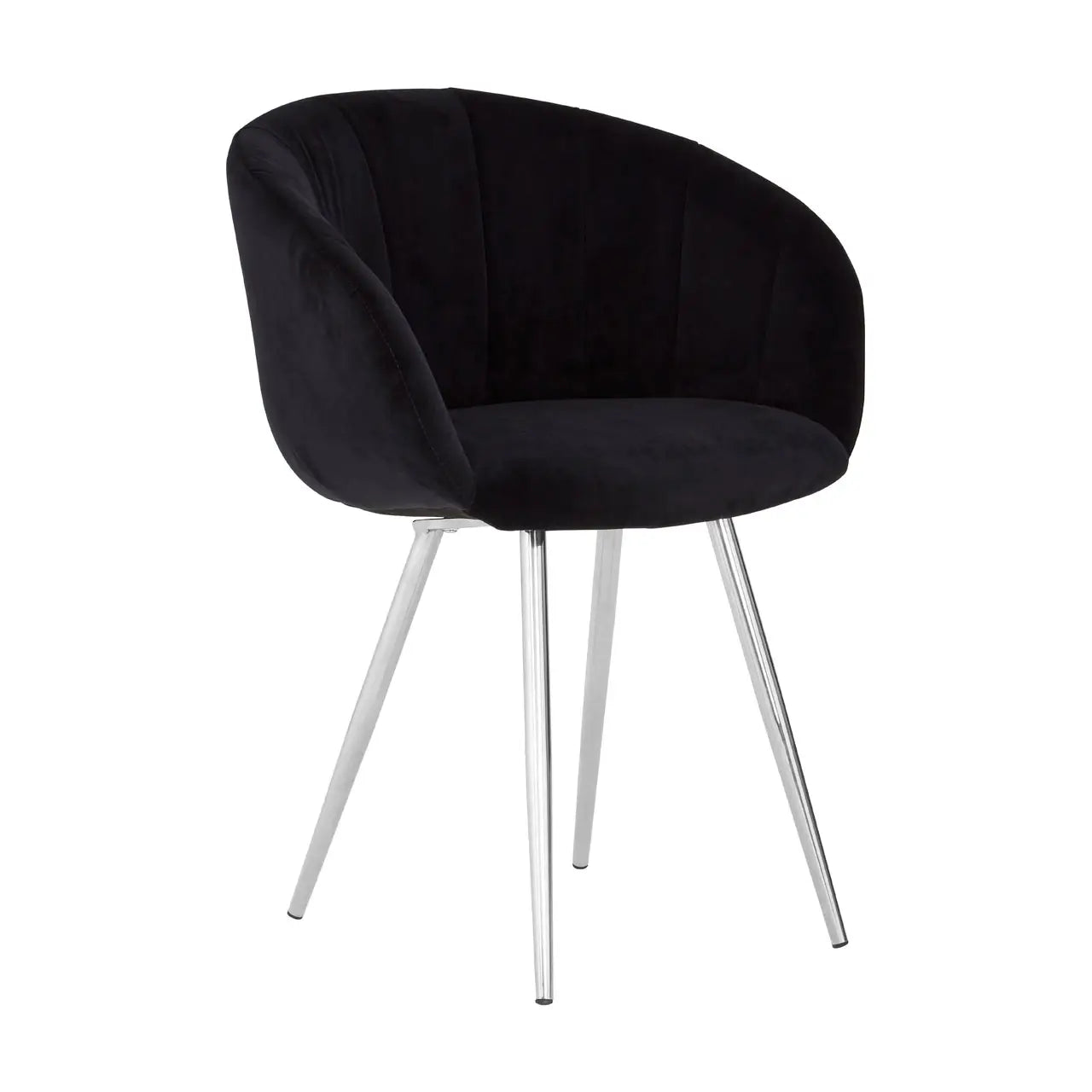 REGINA STUDIO Tulip | Black and Silver Dining Chair | Velvet and Stainless Steel