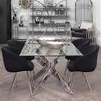 REGINA STUDIO Tulip | Black and Silver Dining Chair | Velvet and Stainless Steel