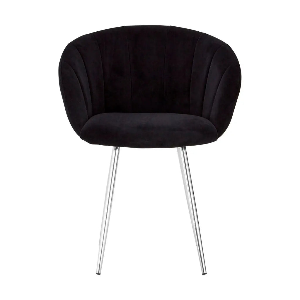 REGINA STUDIO Tulip | Black and Silver Dining Chair | Velvet and Stainless Steel