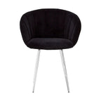 REGINA STUDIO Tulip | Black and Silver Dining Chair | Velvet and Stainless Steel
