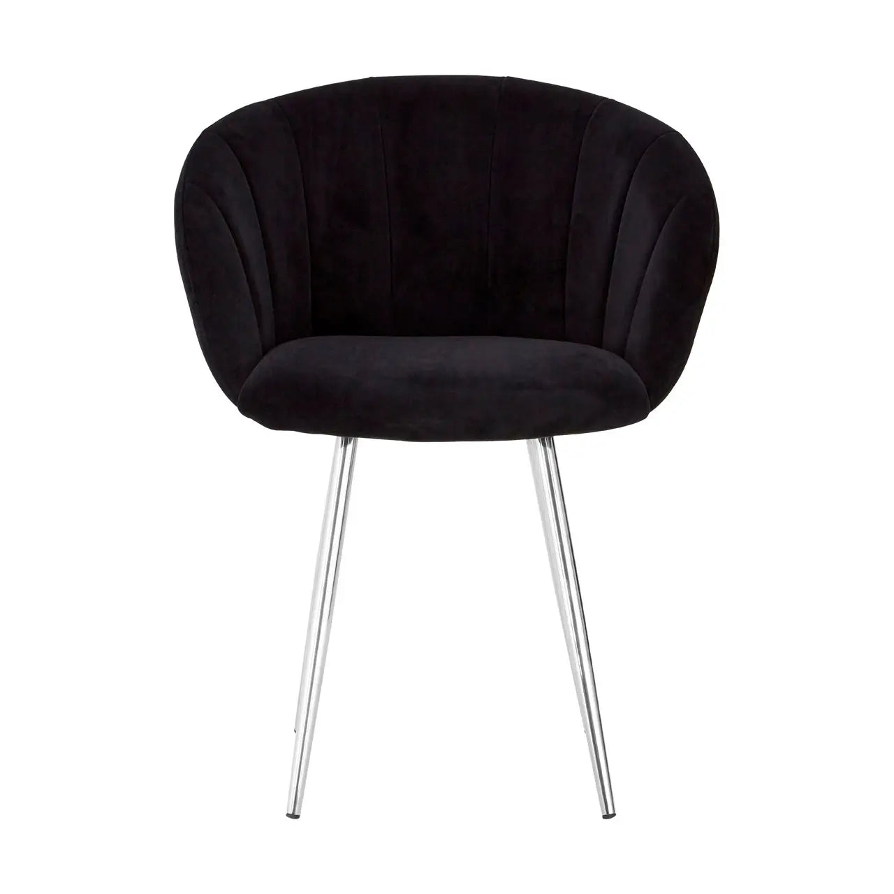 REGINA STUDIO Tulip | Black and Silver Dining Chair | Velvet and Stainless Steel