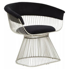 REGINA STUDIO Tulip | Black and Silver Fan Chair | Velvet and Stainless Steel