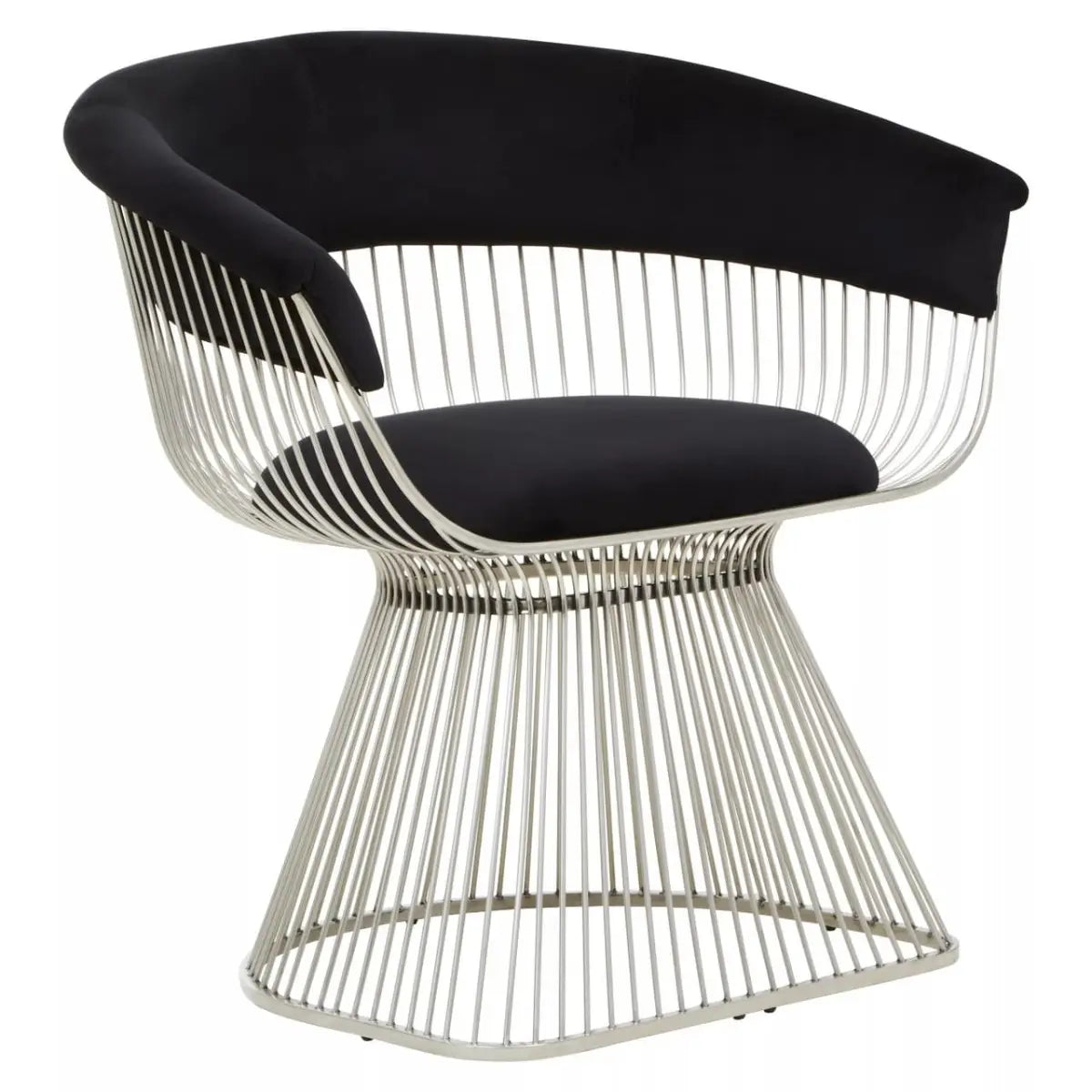 REGINA STUDIO Tulip | Black and Silver Fan Chair | Velvet and Stainless Steel