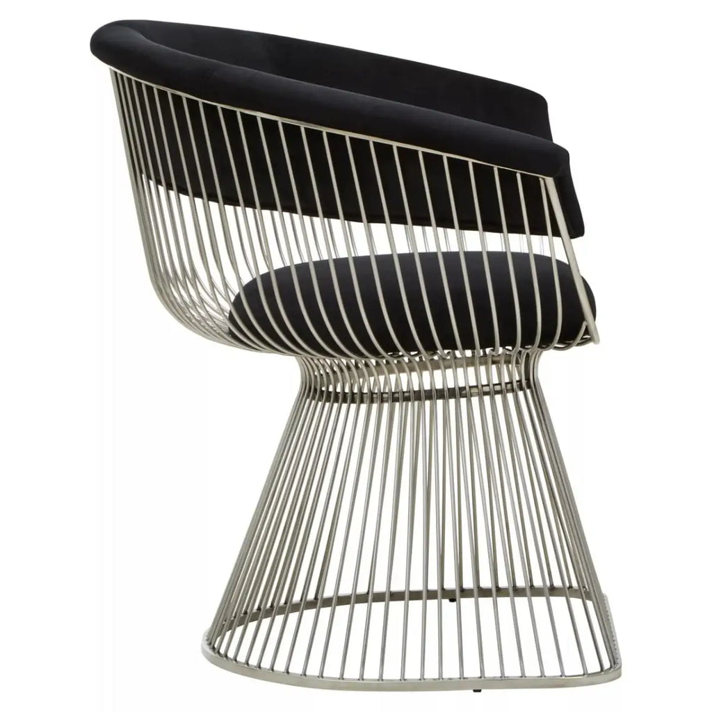 REGINA STUDIO Tulip | Black and Silver Fan Chair | Velvet and Stainless Steel