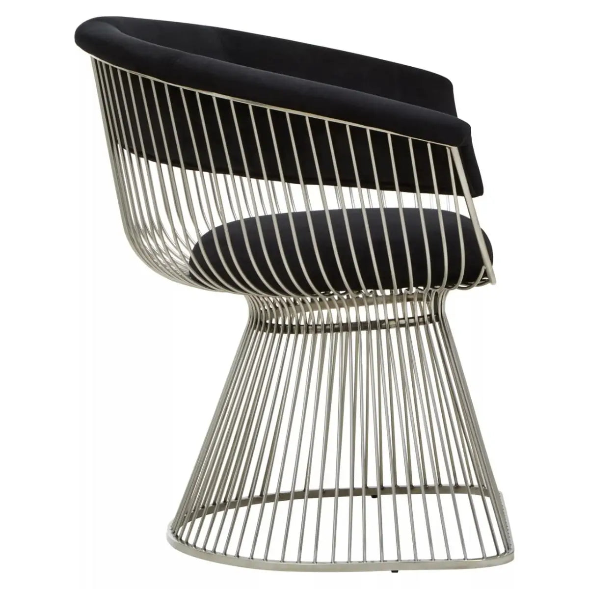 REGINA STUDIO Tulip | Black and Silver Fan Chair | Velvet and Stainless Steel