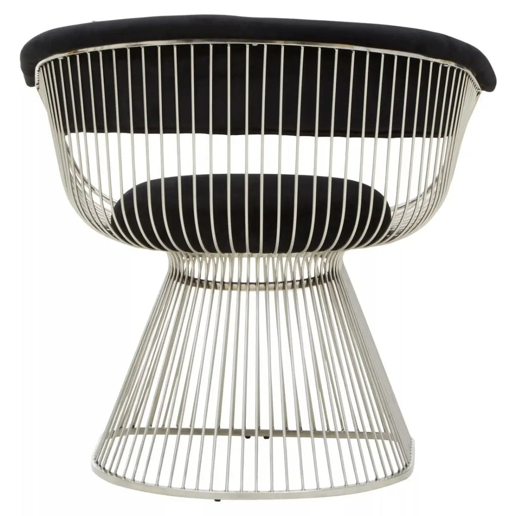 REGINA STUDIO Tulip | Black and Silver Fan Chair | Velvet and Stainless Steel