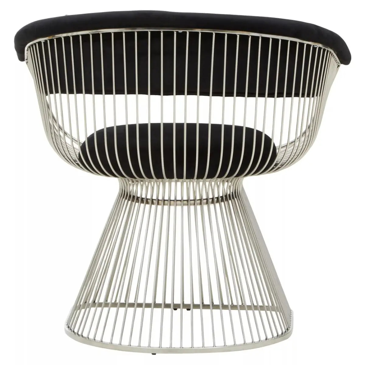 REGINA STUDIO Tulip | Black and Silver Fan Chair | Velvet and Stainless Steel