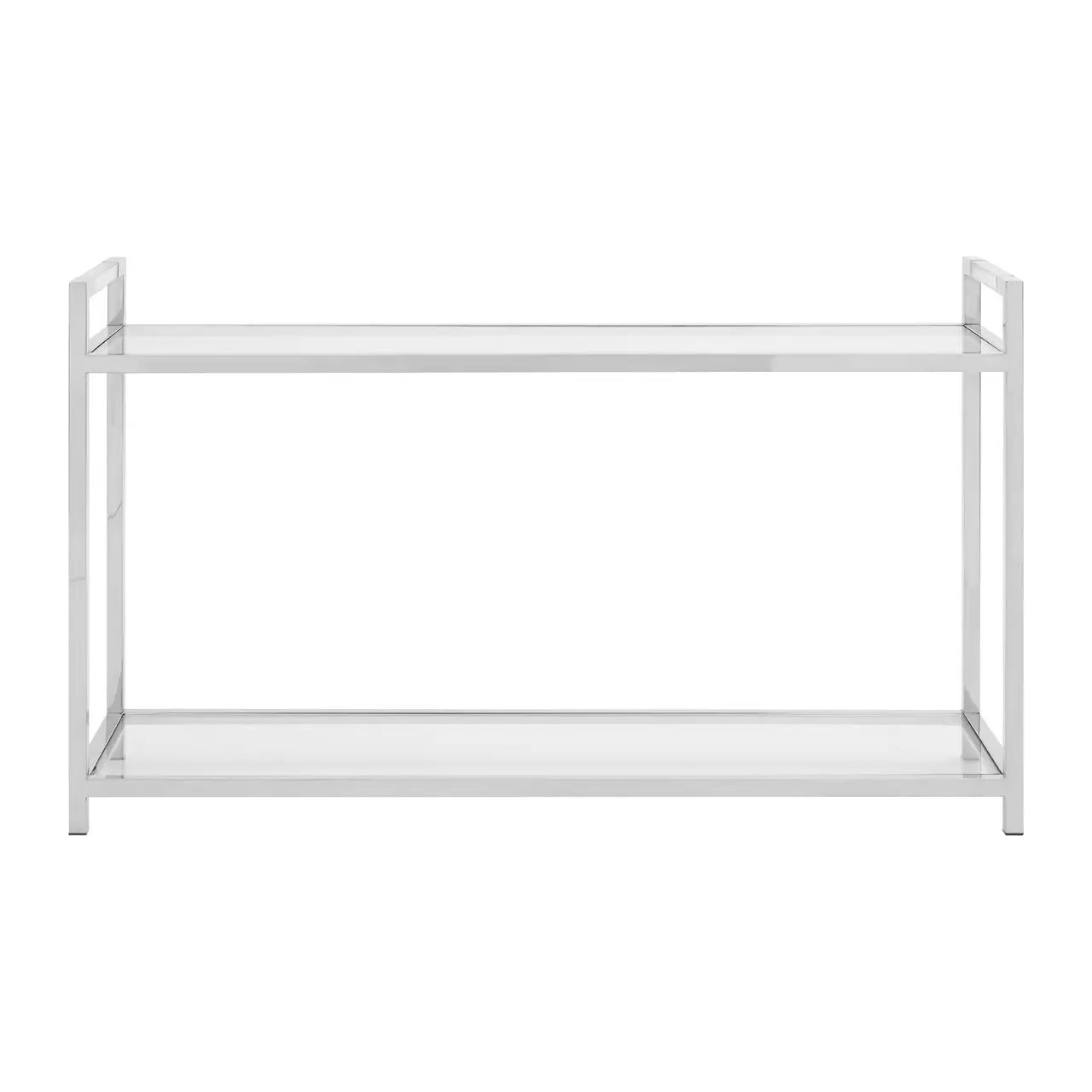 REGINA STUDIO Tulip Stainless Steel Silver Console Table with Tempered Glass Top