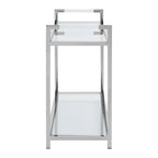 REGINA STUDIO Tulip Stainless Steel Silver Console Table with Tempered Glass Top