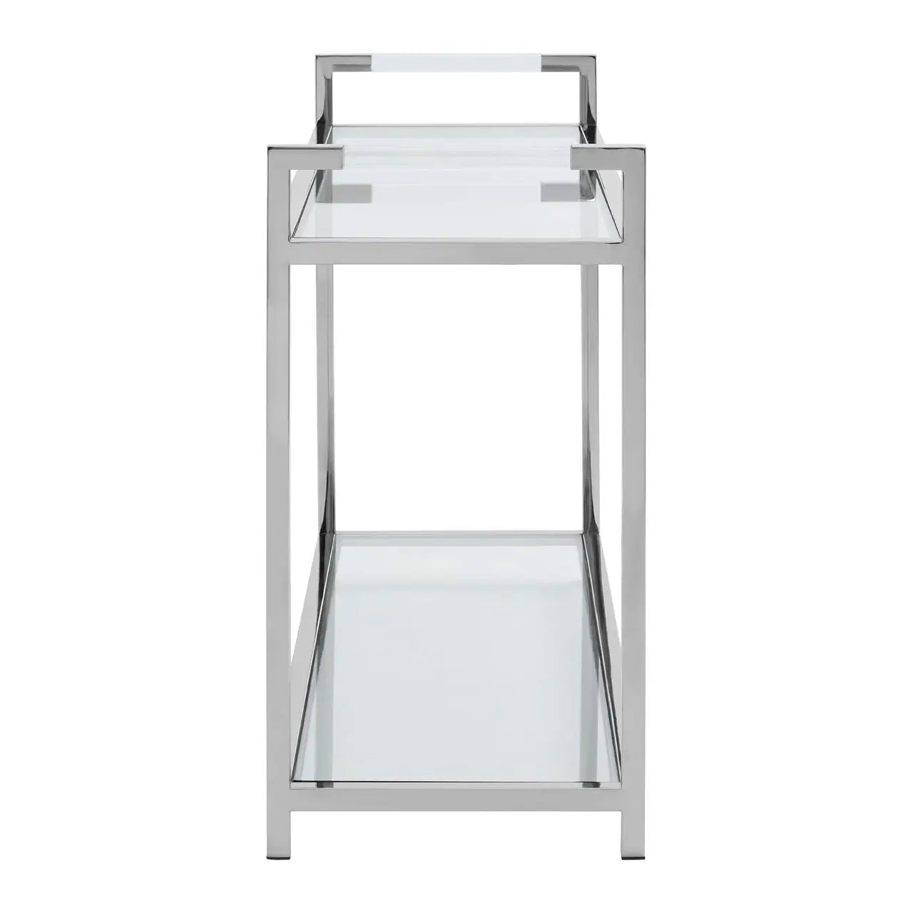 REGINA STUDIO Tulip Stainless Steel Silver Console Table with Tempered Glass Top