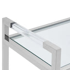 REGINA STUDIO Tulip Stainless Steel Silver Console Table with Tempered Glass Top