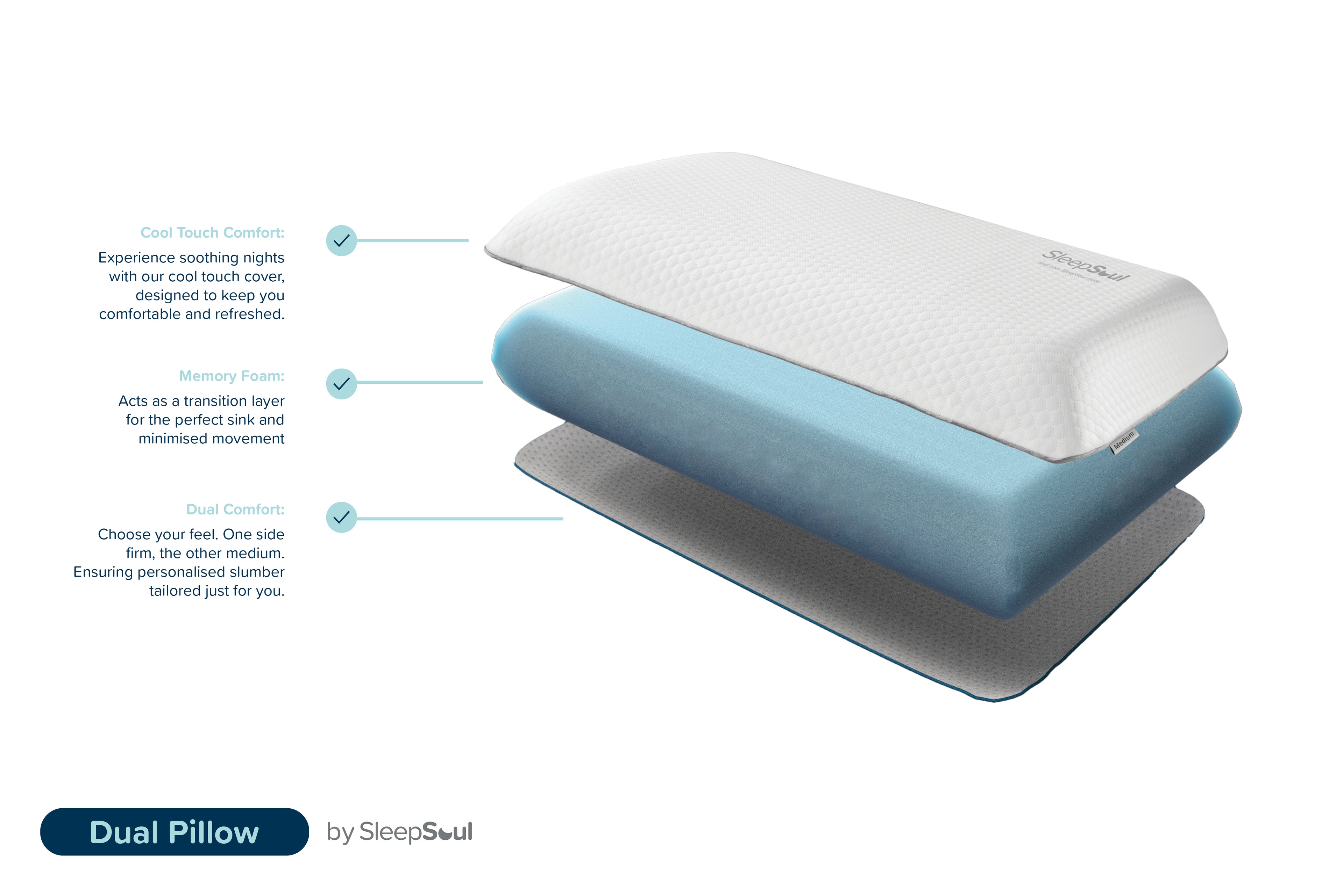 SLEEPSOUL Antibacterial Cool Touch Dual Pillow