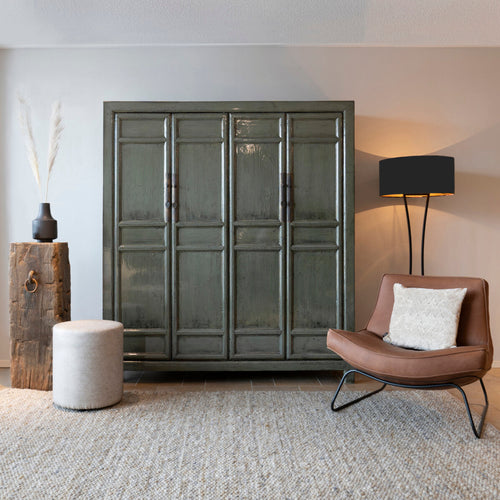 'TLOOIERSHUIS Gijs Oriental Dark Green Lacquer Wardrobe/Cabinet in Solid Pine, 180x200 cm