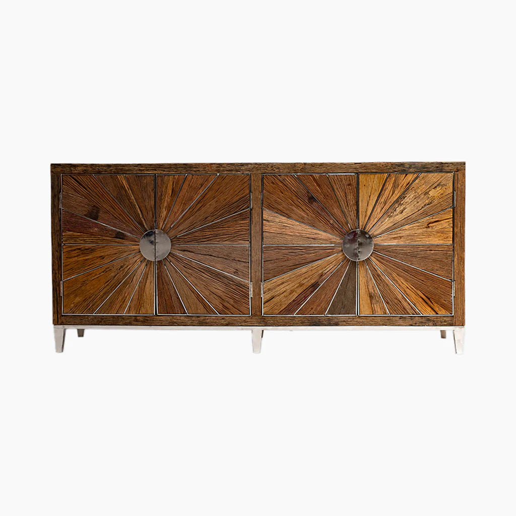TRAMPOLINE Mode Rustic Reclaimed Wood Four Door Large Sideboard, 200 x 93 x 49 cm