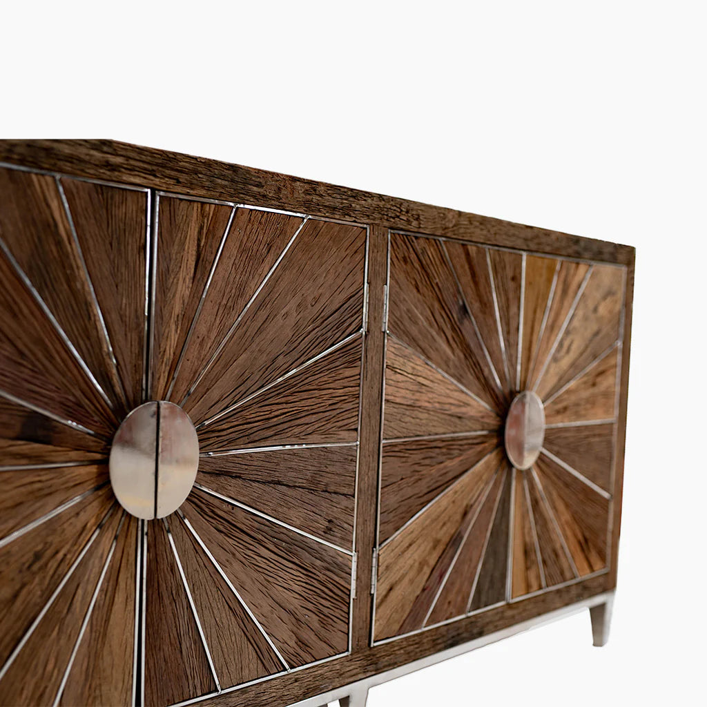TRAMPOLINE Mode Rustic Reclaimed Wood Four Door Large Sideboard, 200 x 93 x 49 cm