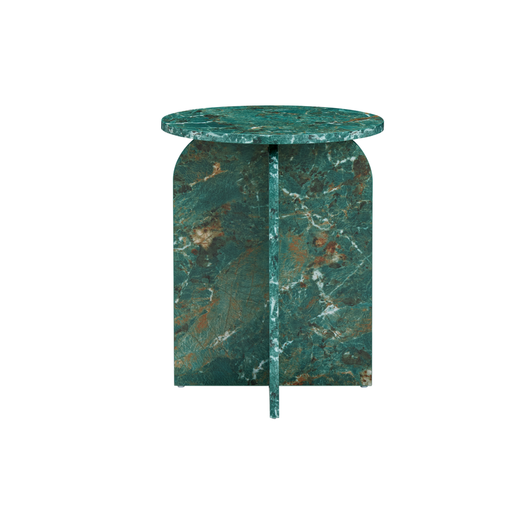 TWENTY10 DESIGNS Everyday Living Collection Arco Round Side Table in Amazon Green Marble Effect