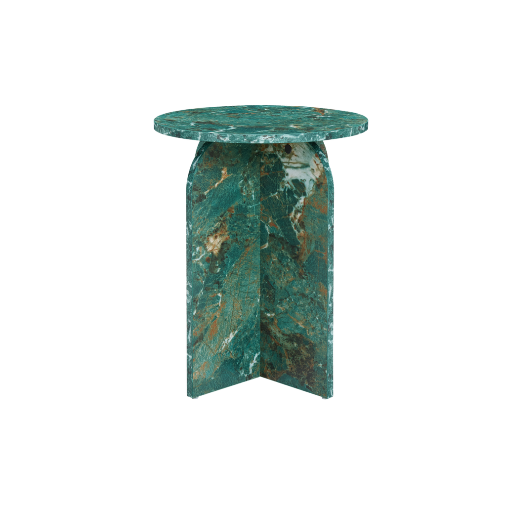 TWENTY10 DESIGNS Everyday Living Collection Arco Round Side Table in Amazon Green Marble Effect